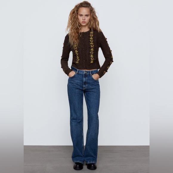 ZARA - Floral Knit Cardigan - Size S - BRAND NEW WITH TAGS RRP: £49.99 - Picture 13 of 14